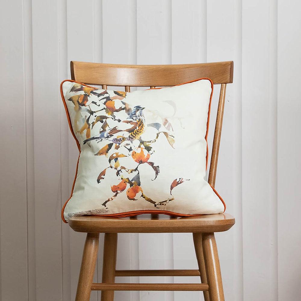 Sofa Cushions | Fieldfare Printed Feather Cushion Rust Bed Cushions Bed Cushions