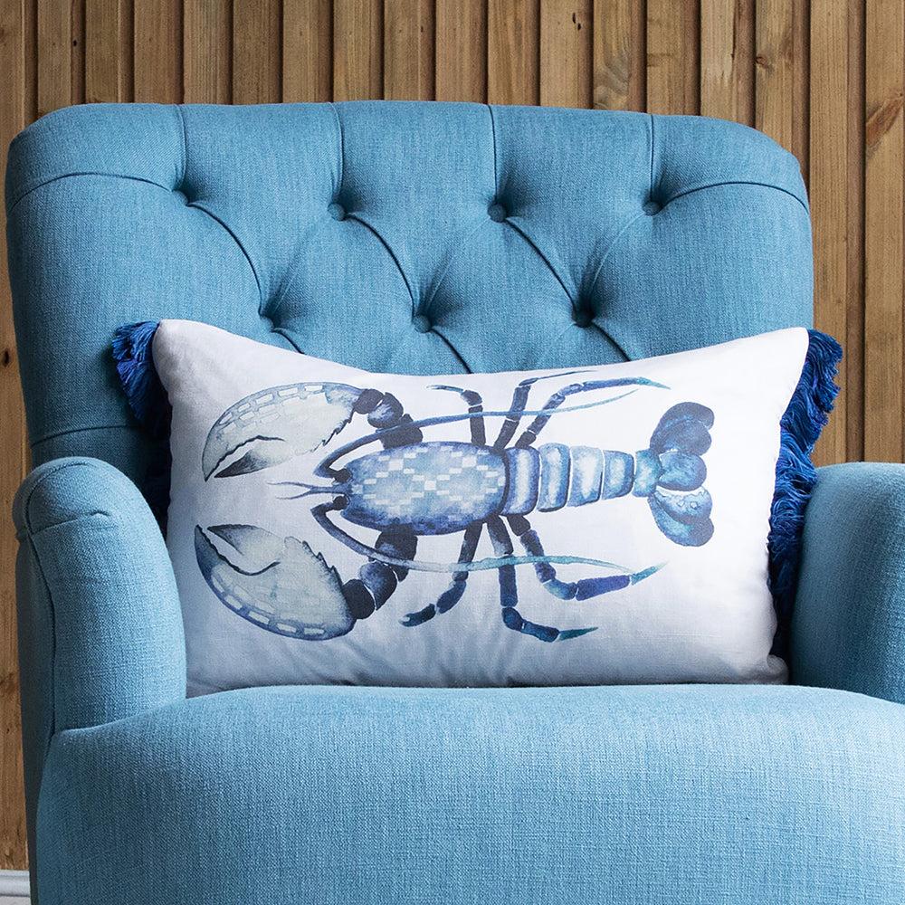 Sofa Cushions | Gerroa Printed Feather Cushion Cobalt Bed Cushions Bed Cushions