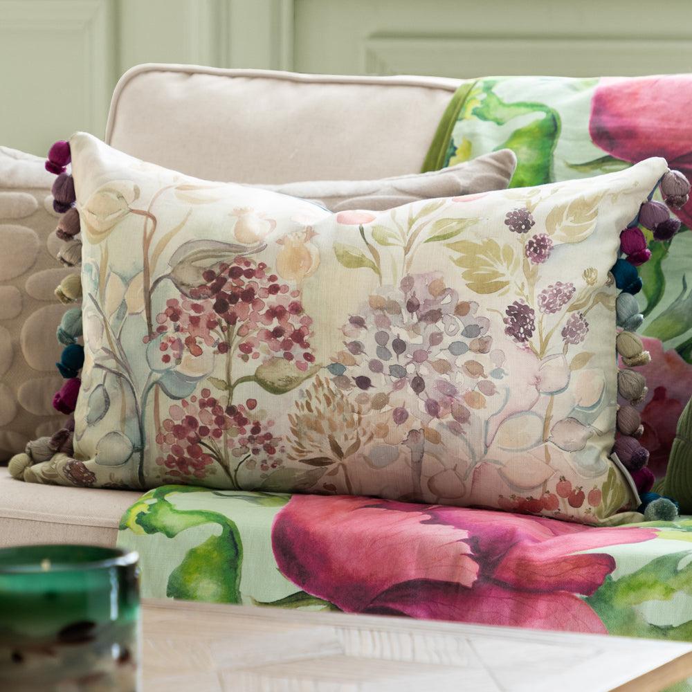 Sofa Cushions | Hedgerow Printed Feather Cushion Linen Bed Cushions Bed Cushions