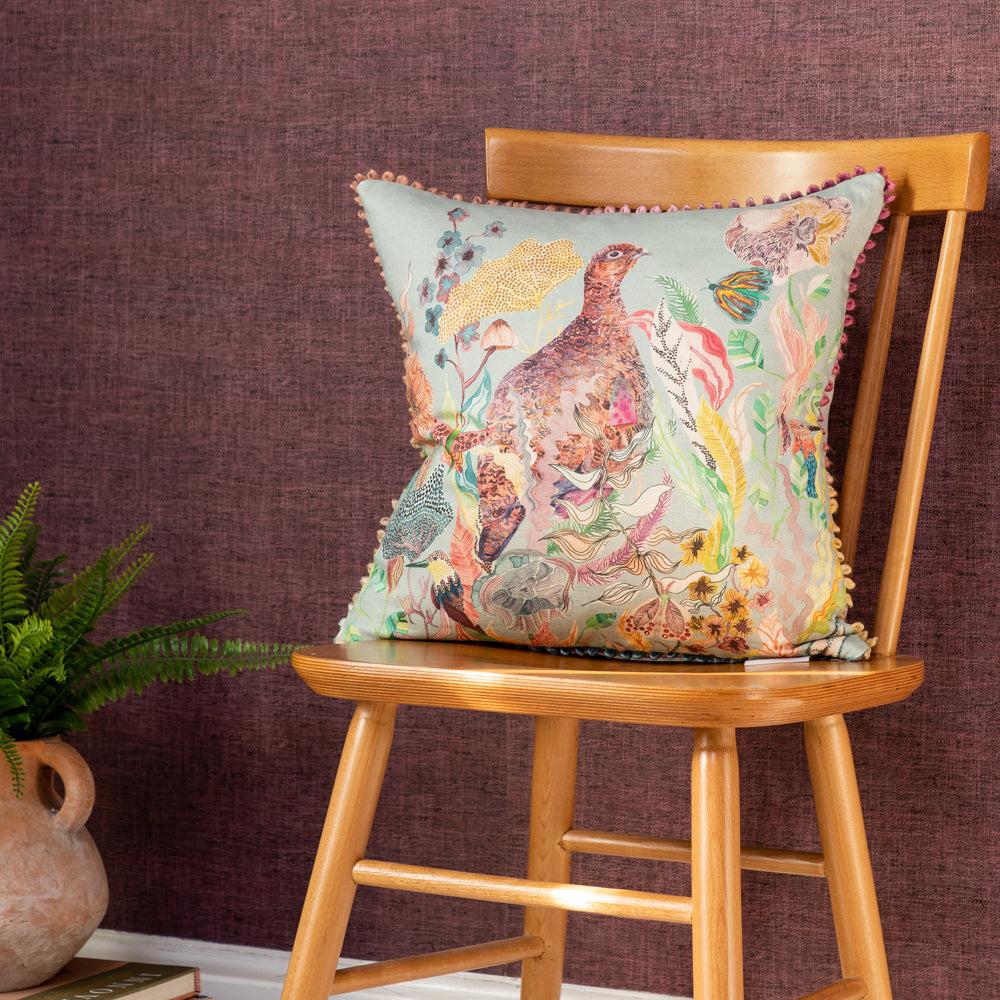 Sofa Cushions | Lady Grouse Printed Feather Cushion Robins Egg Bed Cushions Bed Cushions