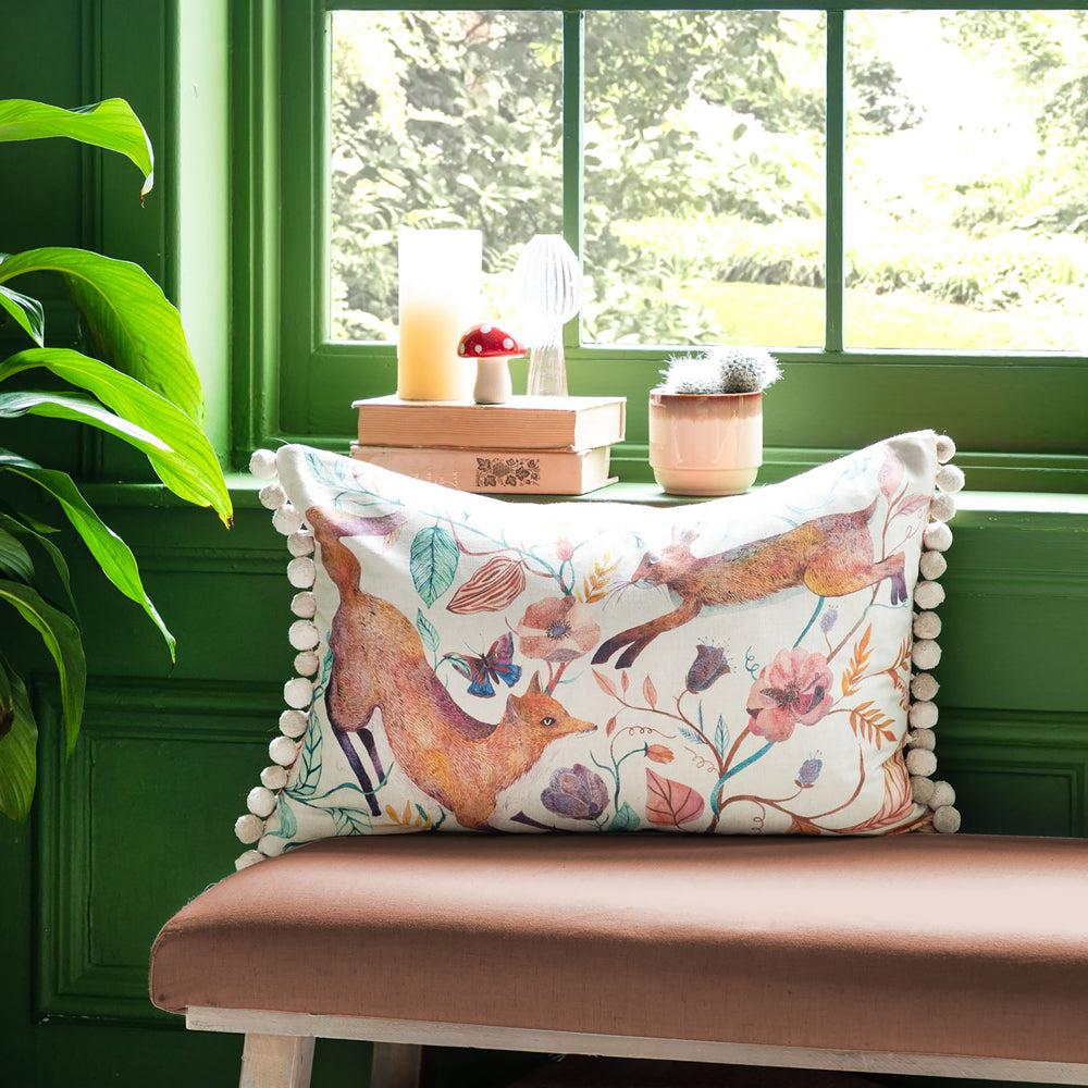 Sofa Cushions | Leaping Into The Fauna Printed Feather Cushion Linen Bed Cushions Bed Cushions