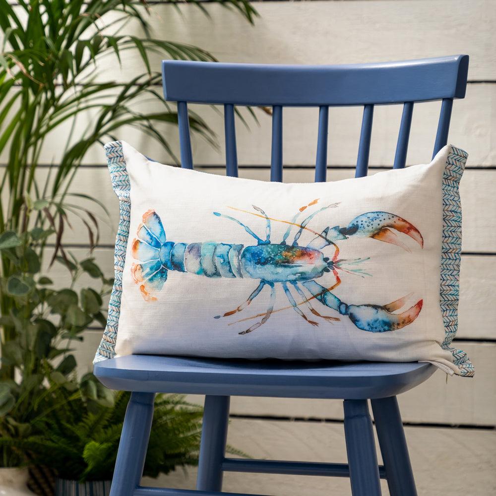 Sofa Cushions | Lobster Printed Feather Cushion Cobalt Bed Cushions Bed Cushions