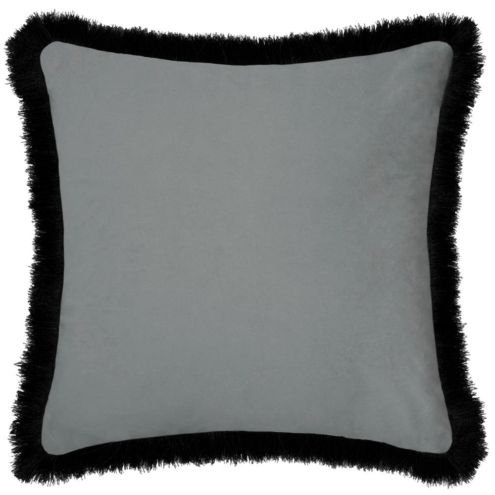 Sofa Cushions | Loreto Velvet Fringed Feather Cushion Silver Bed Cushions Bed Cushions