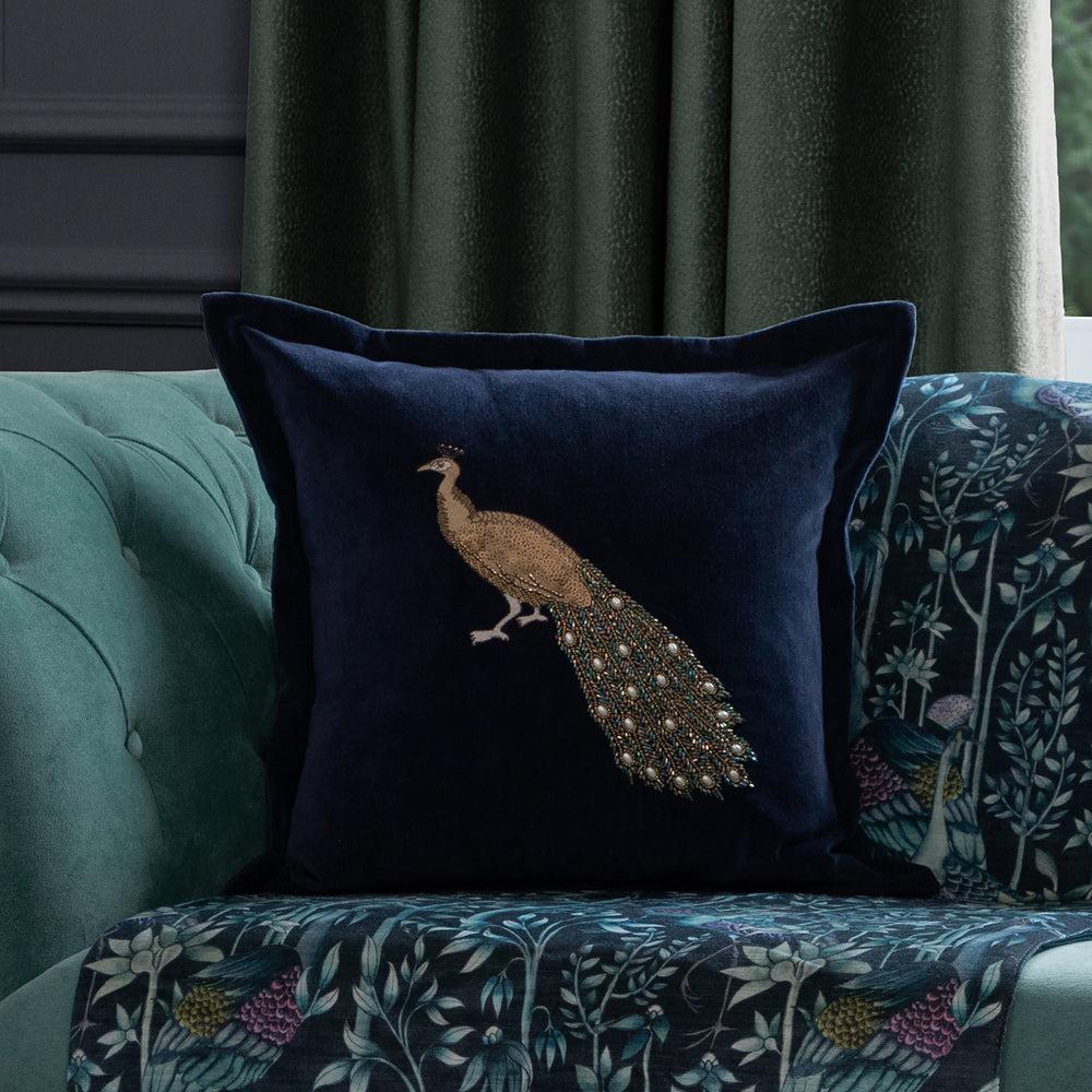 Sofa Cushions | Mayura Embroidered Feather Cushion Midnight Bed Cushions Bed Cushions