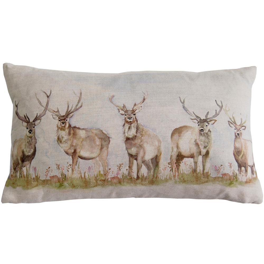 Sofa Cushions | Moorland Stag Printed Cushion Natural Bed Cushions Bed Cushions