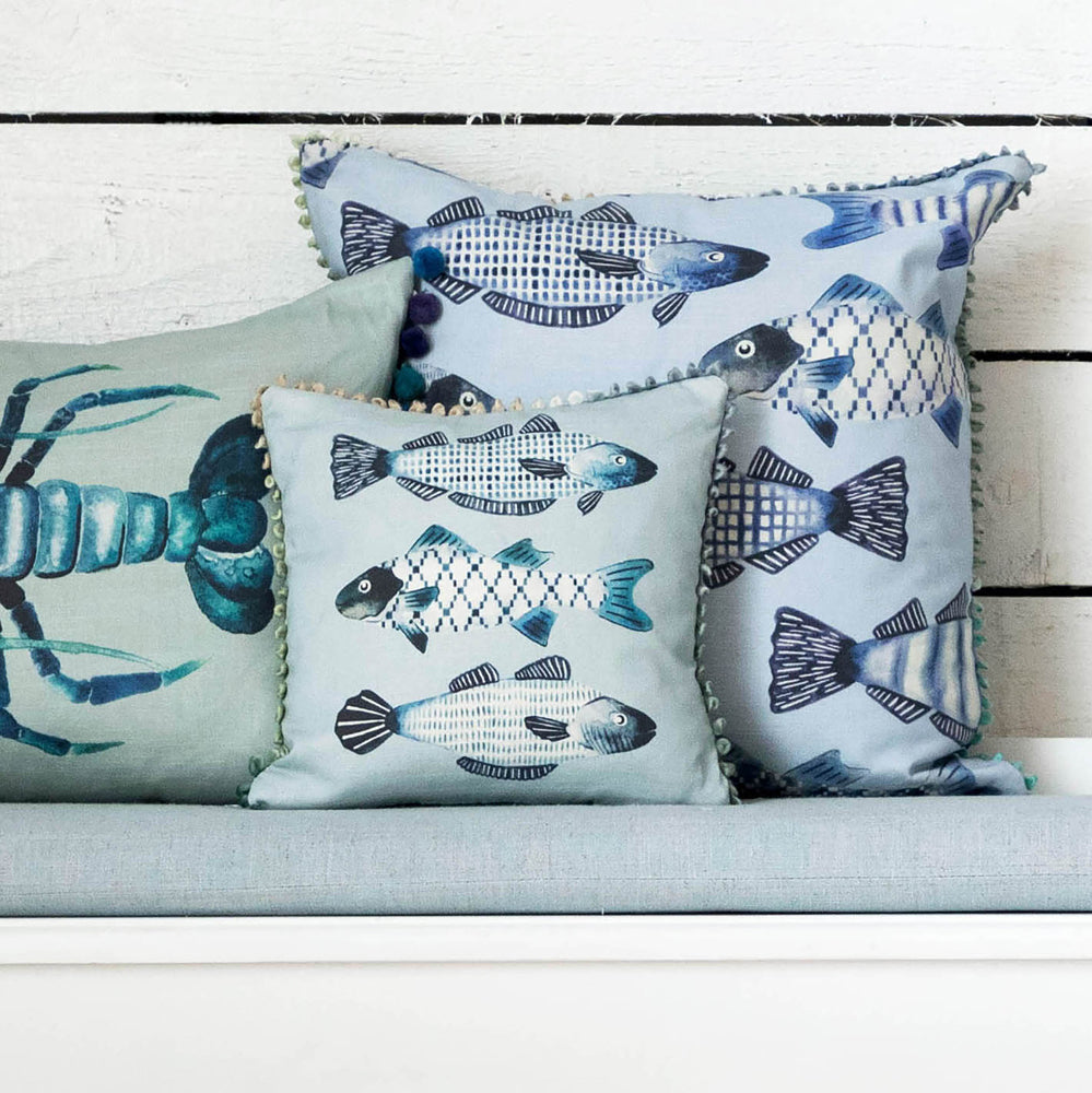 Sofa Cushions | Otto Small Printed Feather Cushion Seafoam Bed Cushions Bed Cushions