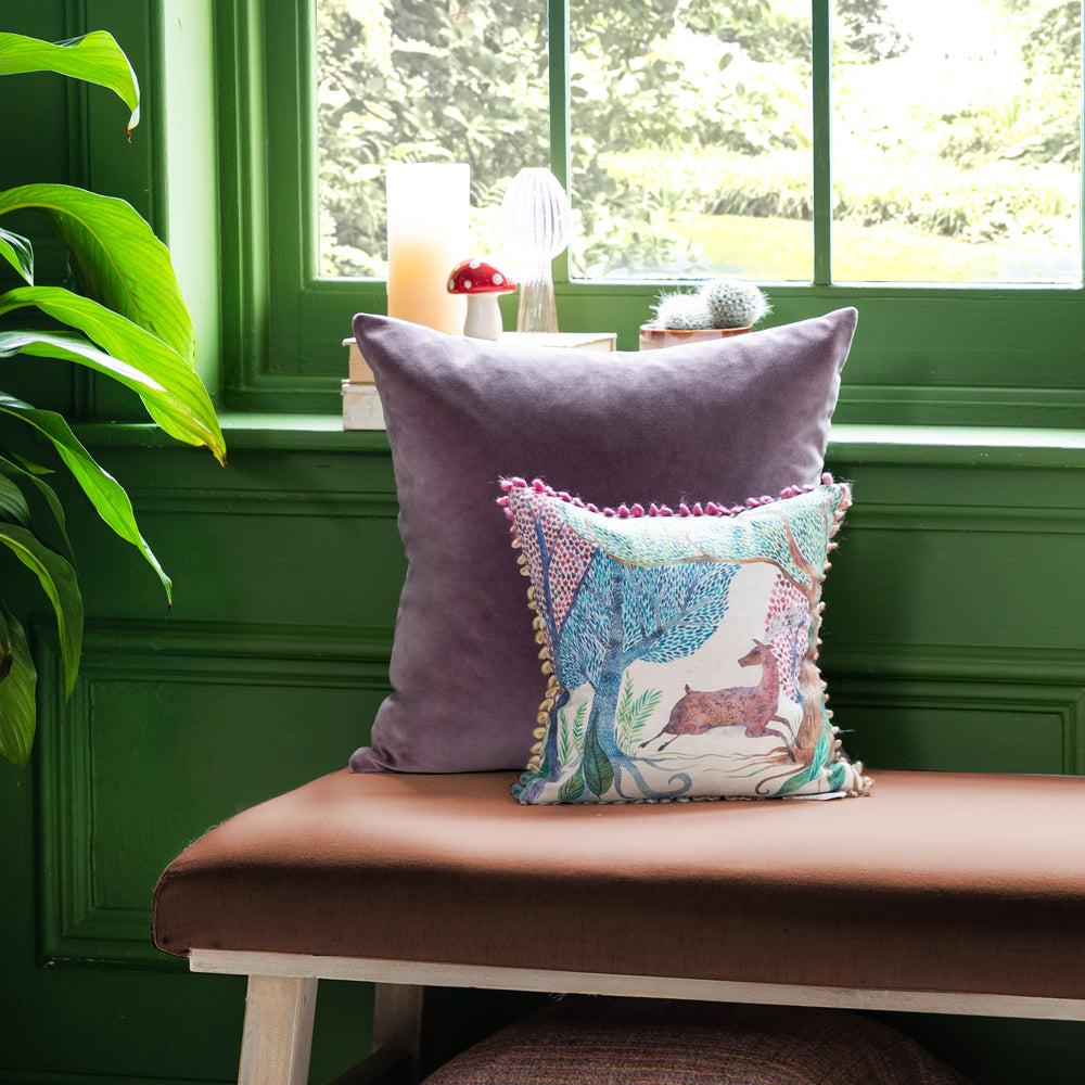 Sofa Cushions | Willow Woods Small Printed Feather Cushion Linen Bed Cushions Bed Cushions