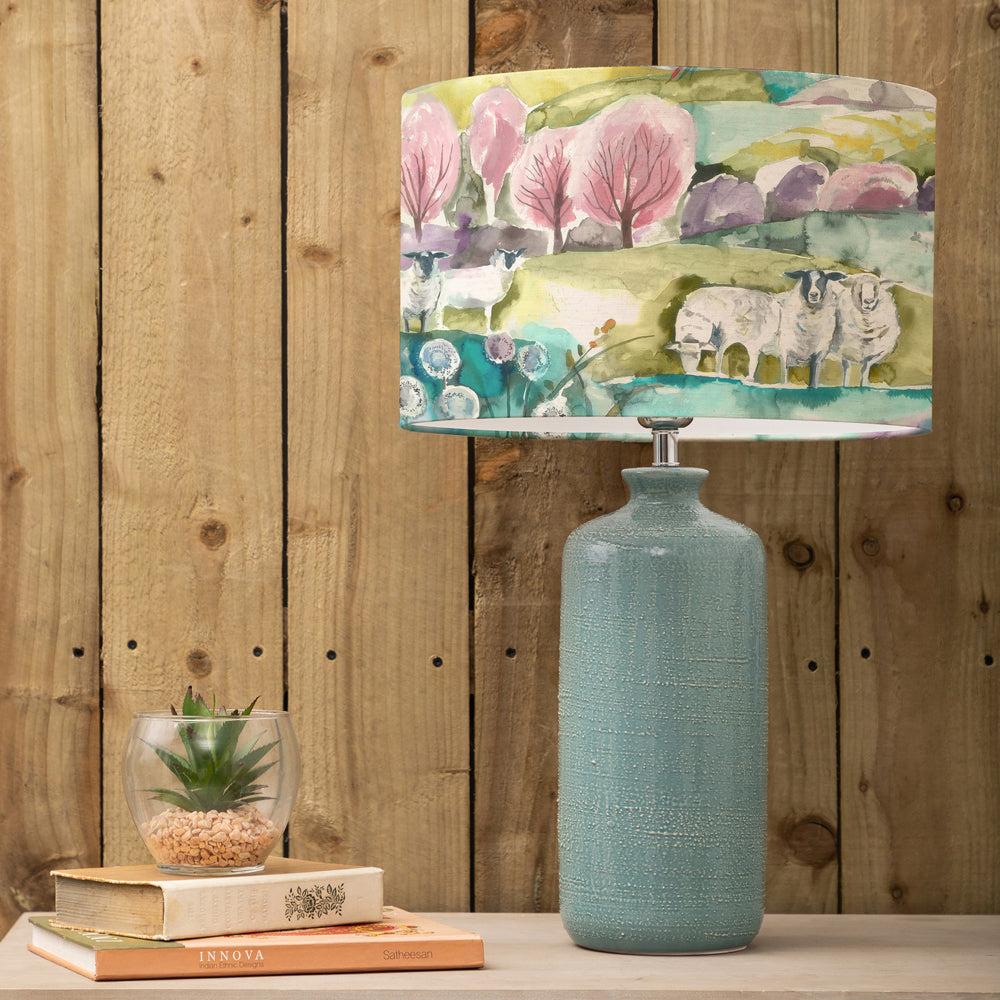 Table Lamps | Buttermere Eva & Inopia Complete Table Lamp Teal/Linen Lighting Linen