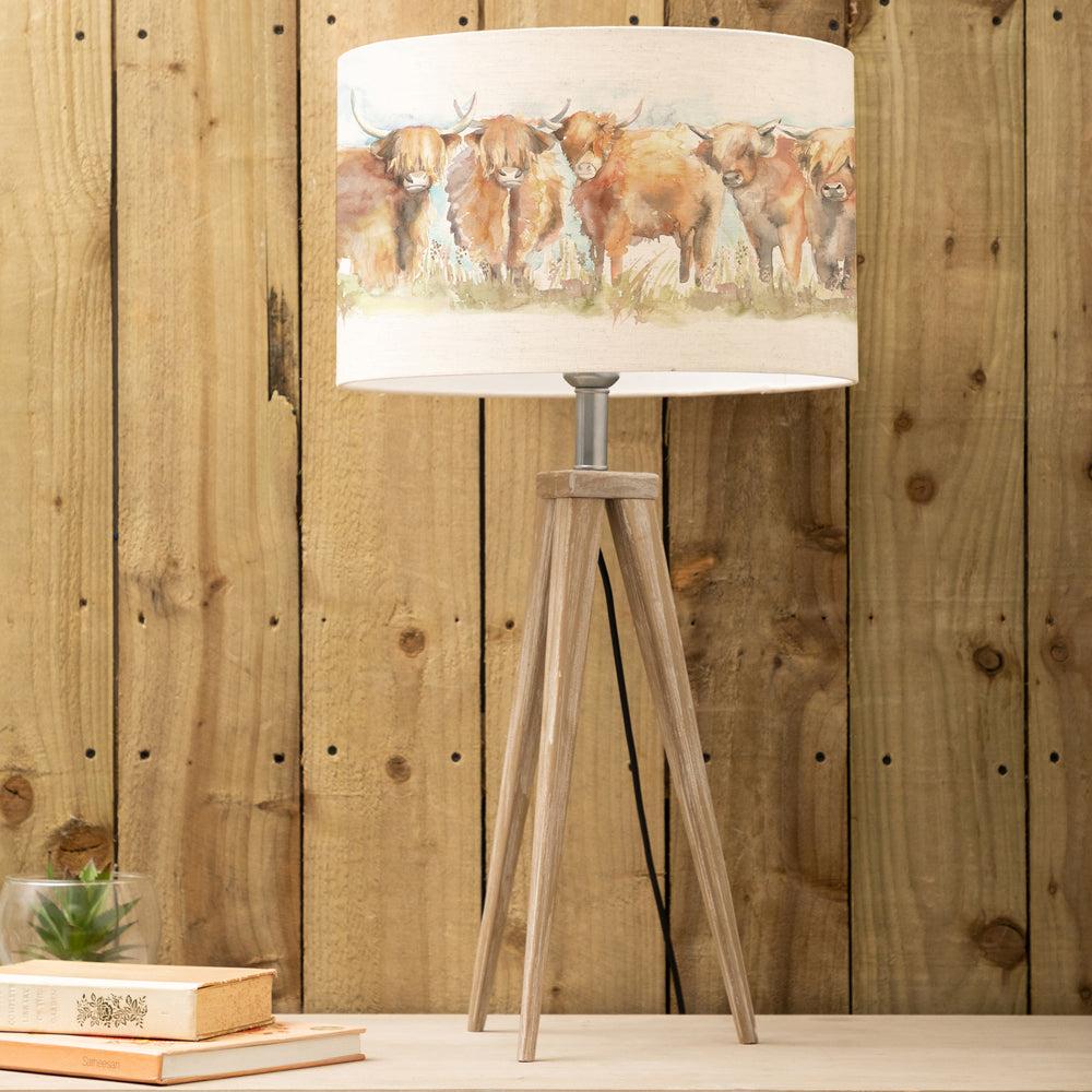 Table Lamps | Highland Cattle Eva & Aratus Complete Table Lamp Grey/Linen Lighting Grey