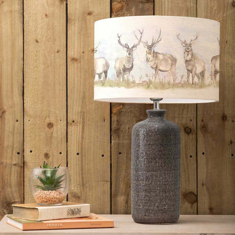 Table Lamps | Moorland Stag Eva & Inopia Complete Table Lamp Grey/Linen Lighting Grey