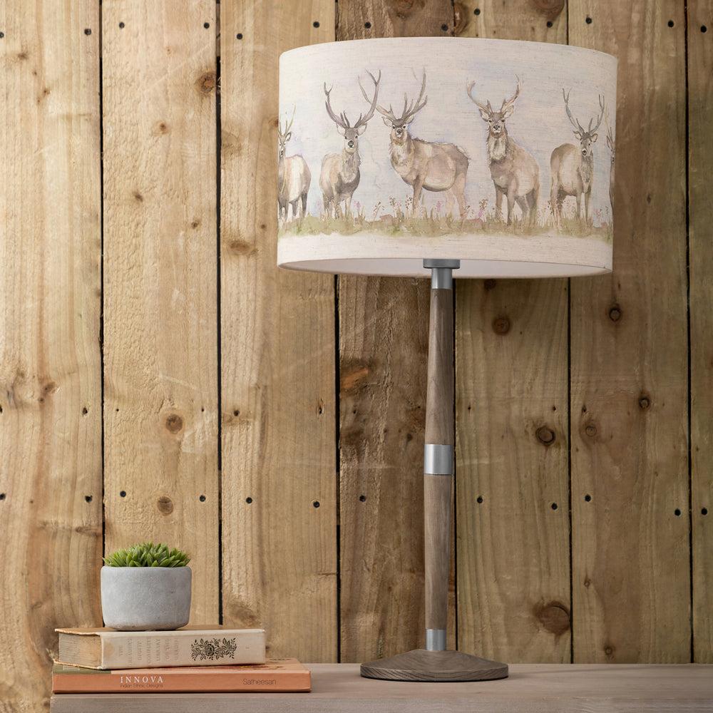 Table Lamps | Moorland Stag Eva & Solensis Complete Table Lamp Grey/Linen Lighting Grey