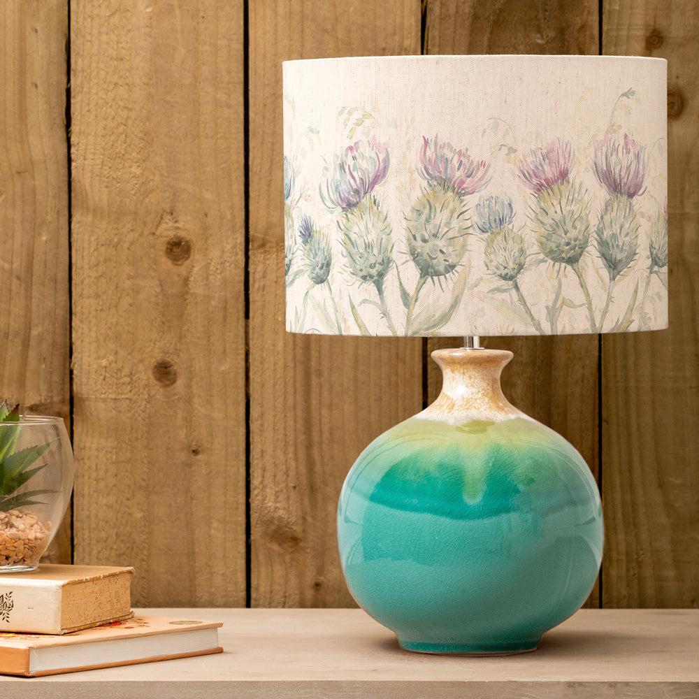 Table Lamps | Thistle Glen Eva & Neso Complete Table Lamp Aqua/Linen Lighting Aqua