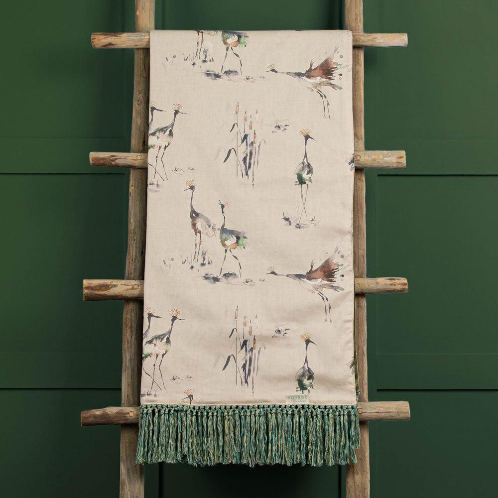 Throws | Cranes Printed Throw Peridot Linen Home Decor Peridot Linen