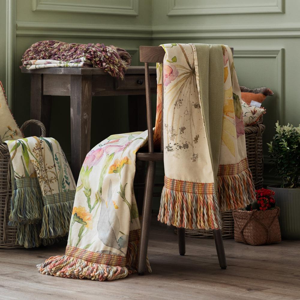 Throws | Delamere Printed Fringe Throw Linen Home Decor Linen