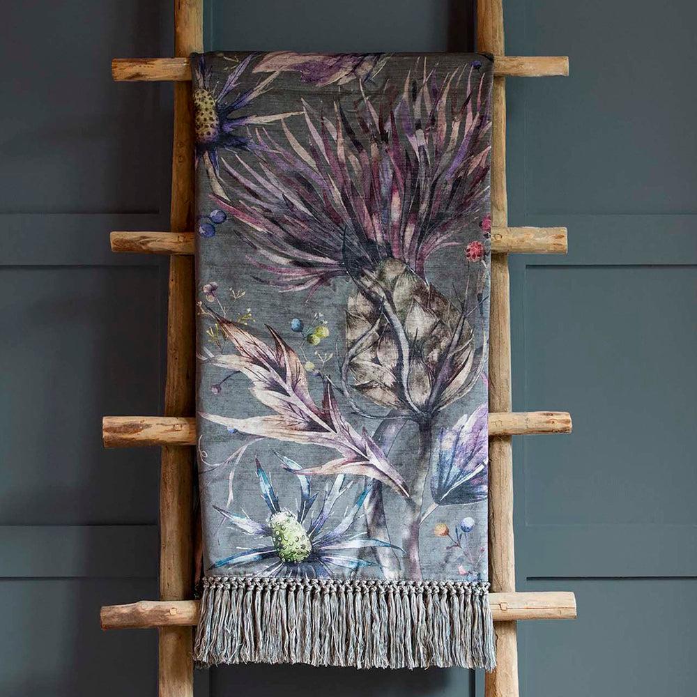 Throws | Elysium Velvet Printed Throw Sapphire Home Decor Sapphire