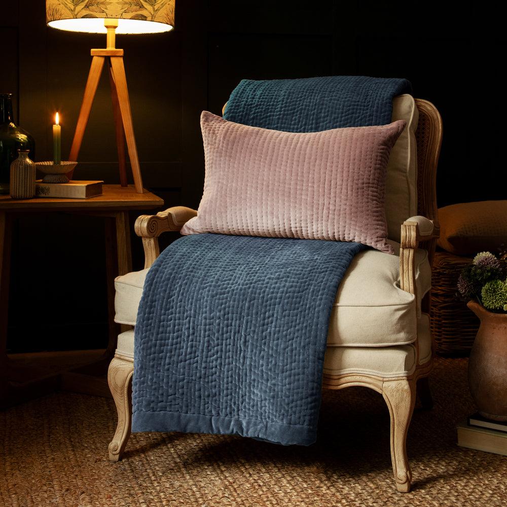 Throws | Haze Velvet Quilted Throw Bluebell Home Decor Bluebell