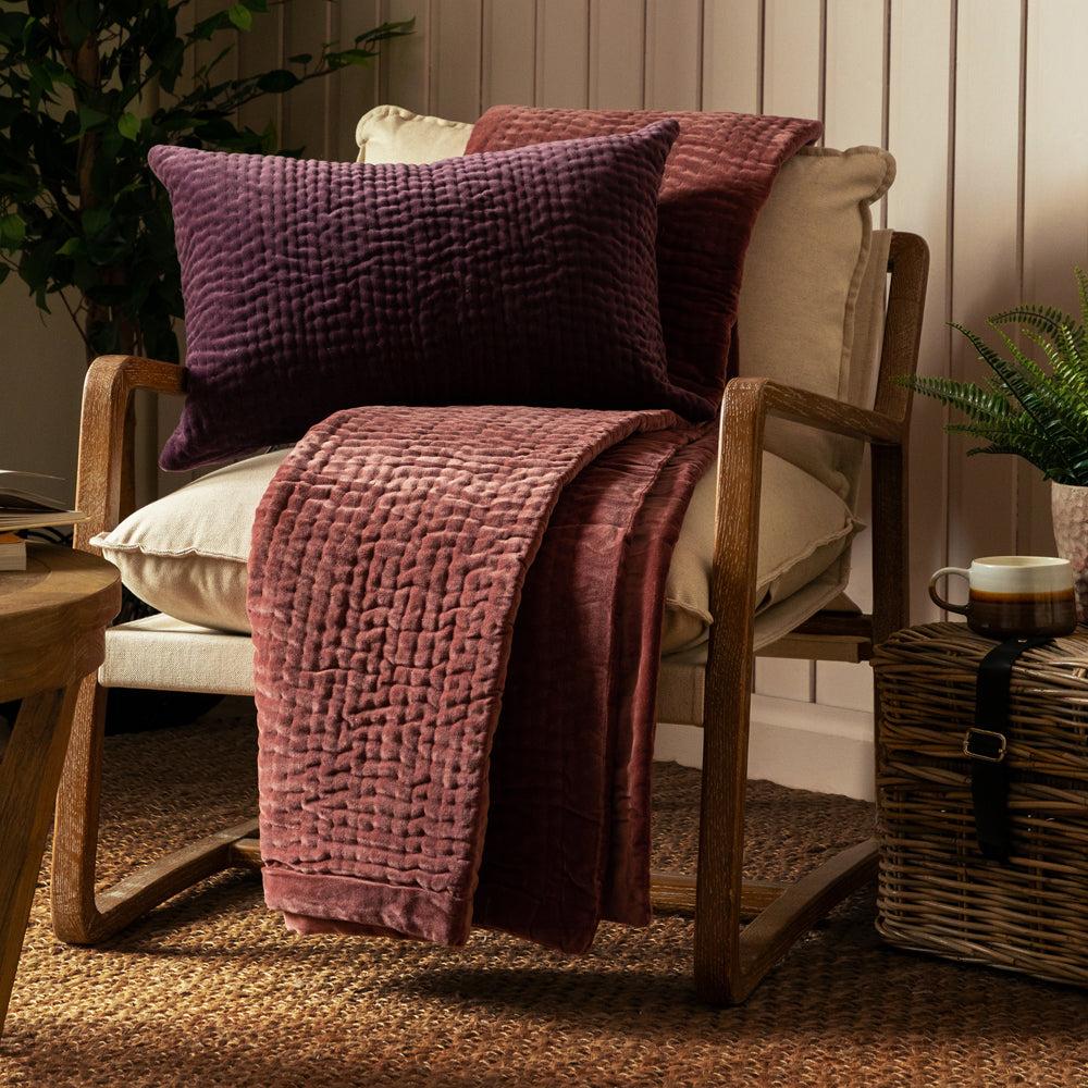 Throws | Haze Velvet Quilted Throw Persimmon Home Decor Persimmon