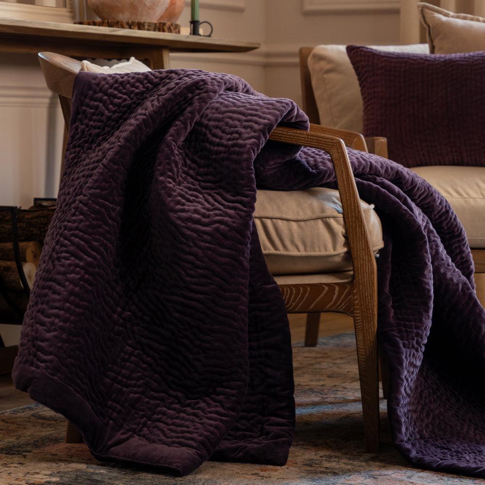 Throws | Haze Velvet Quilted Throw Plum Home Decor Plum