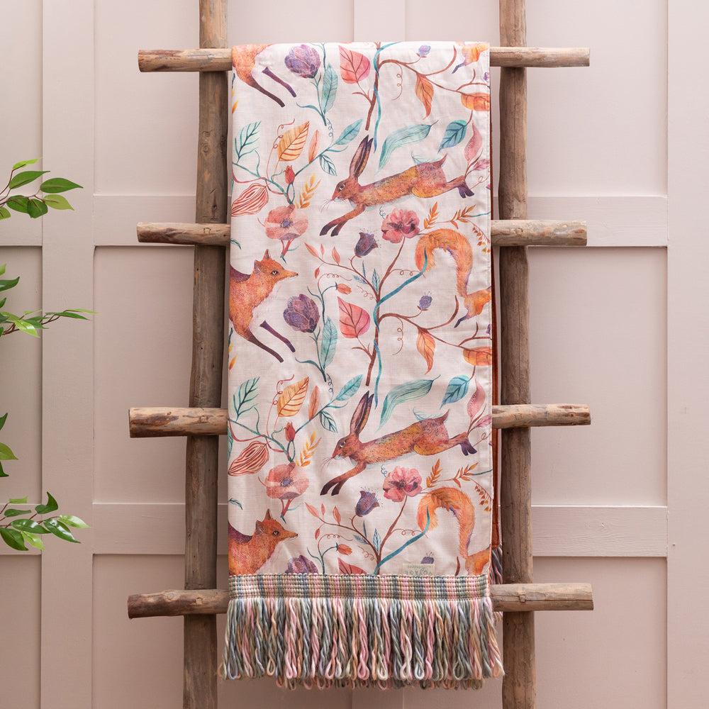 Throws | Leaping Into The Fauna Printed Throw Natural Home Decor Natural