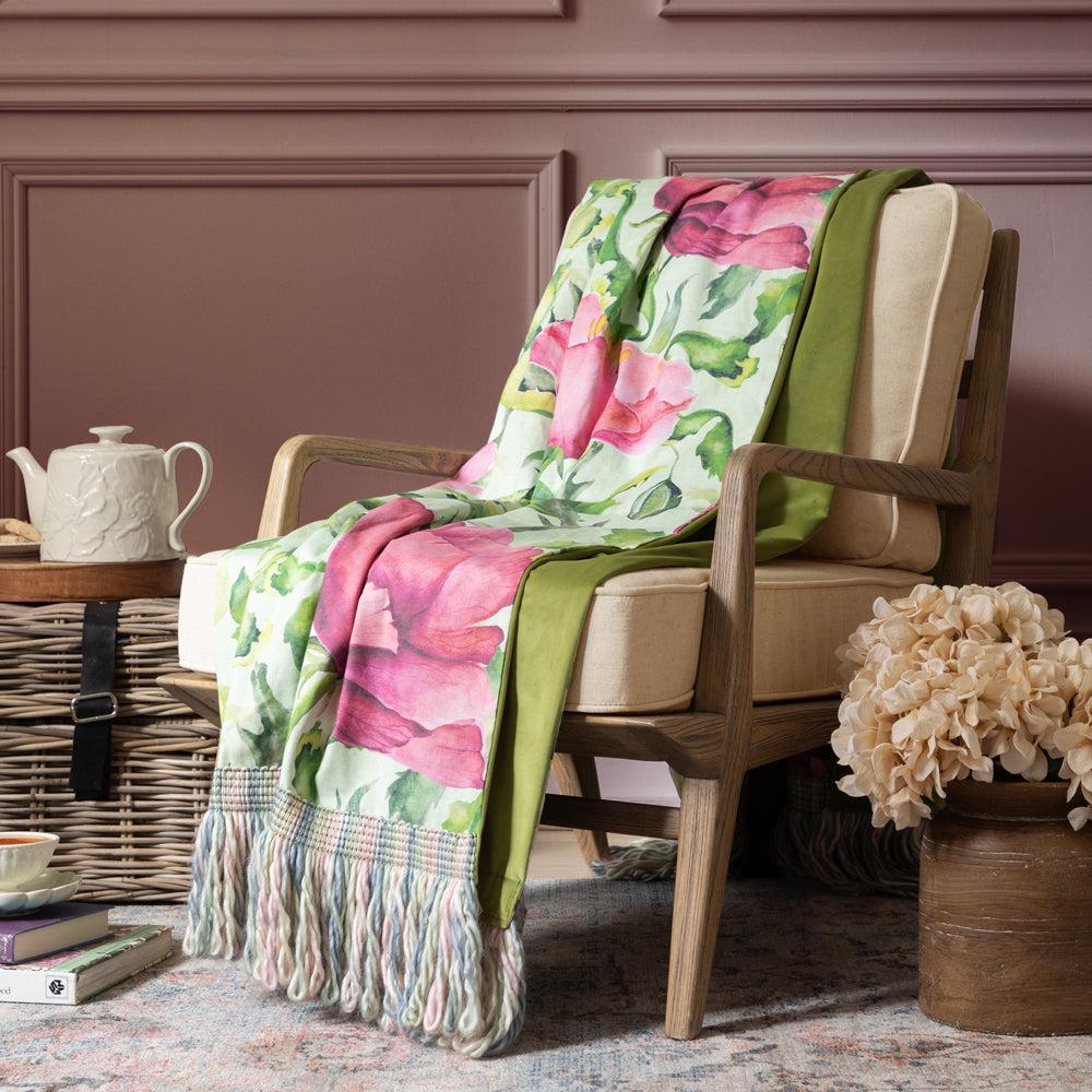 Throws | Valeria Printed Fringe Throw Sage Home Decor Sage