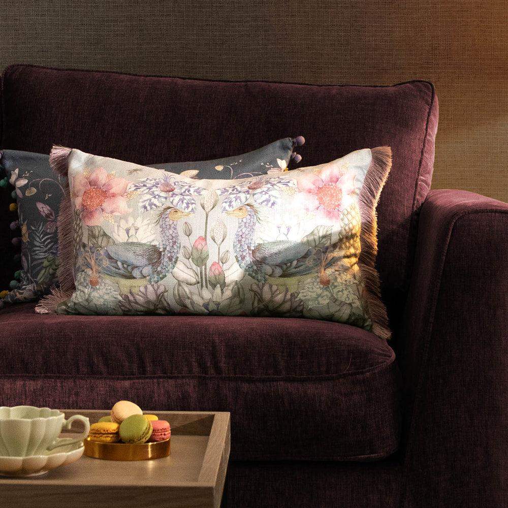 Velvet Cushions | Acanthis Printed Feather Cushion Bronze Cushions Bronze