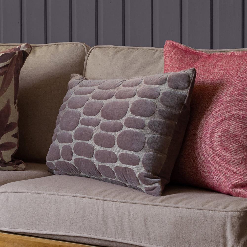 Velvet Cushions | Boulder Embroidered Feather Cushion Lavender Bed Cushions Bed Cushions