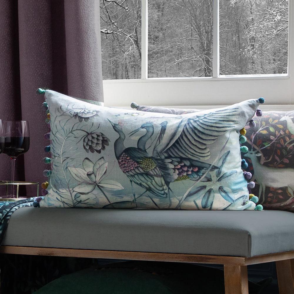 Velvet Cushions | Chamrosh Printed Feather Cushion Willow Bed Cushions Bed Cushions