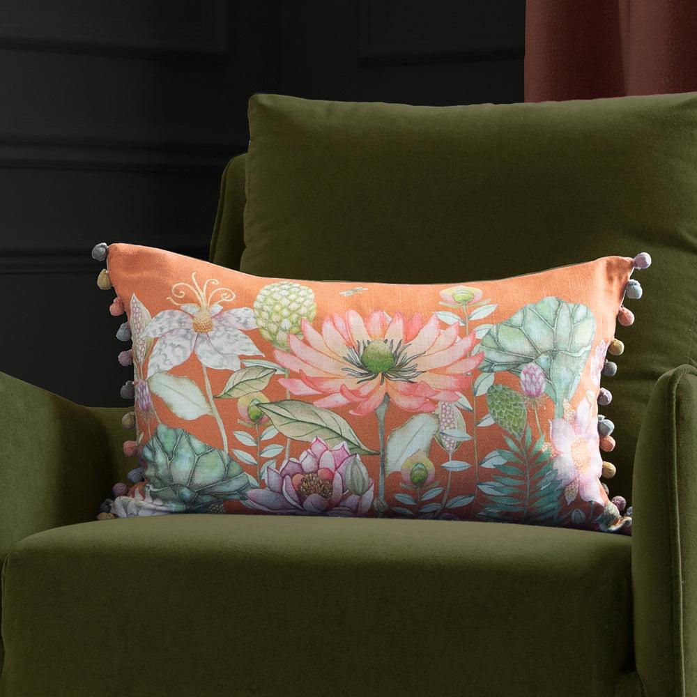 Velvet Cushions | Nesidora Printed Feather Cushion Rust Cushions Rust