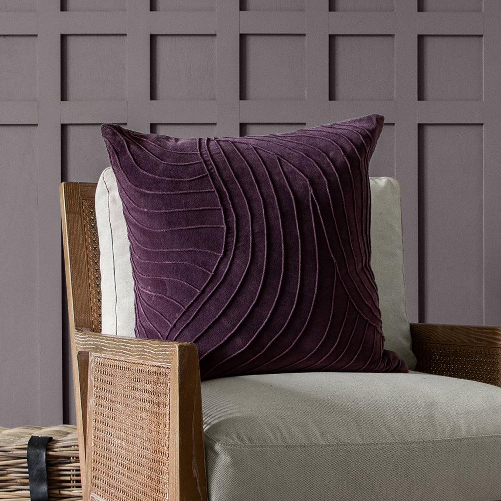 Velvet Cushions | Waterfall Embroidered Feather Cushion Plum Bed Cushions Bed Cushions