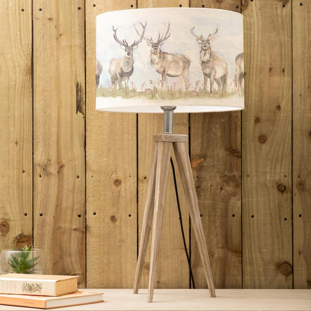 Table Lamps | Moorland Stag Eva & Aratus Complete Table Lamp Grey/Linen Lighting Grey