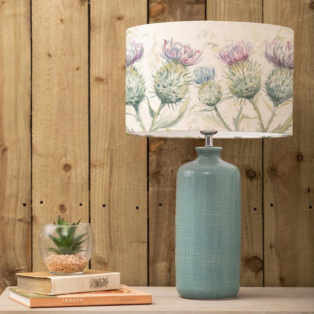 Table Lamps | Thistle Glen Eva & Inopia Complete Table Lamp Teal/Linen Lighting Linen