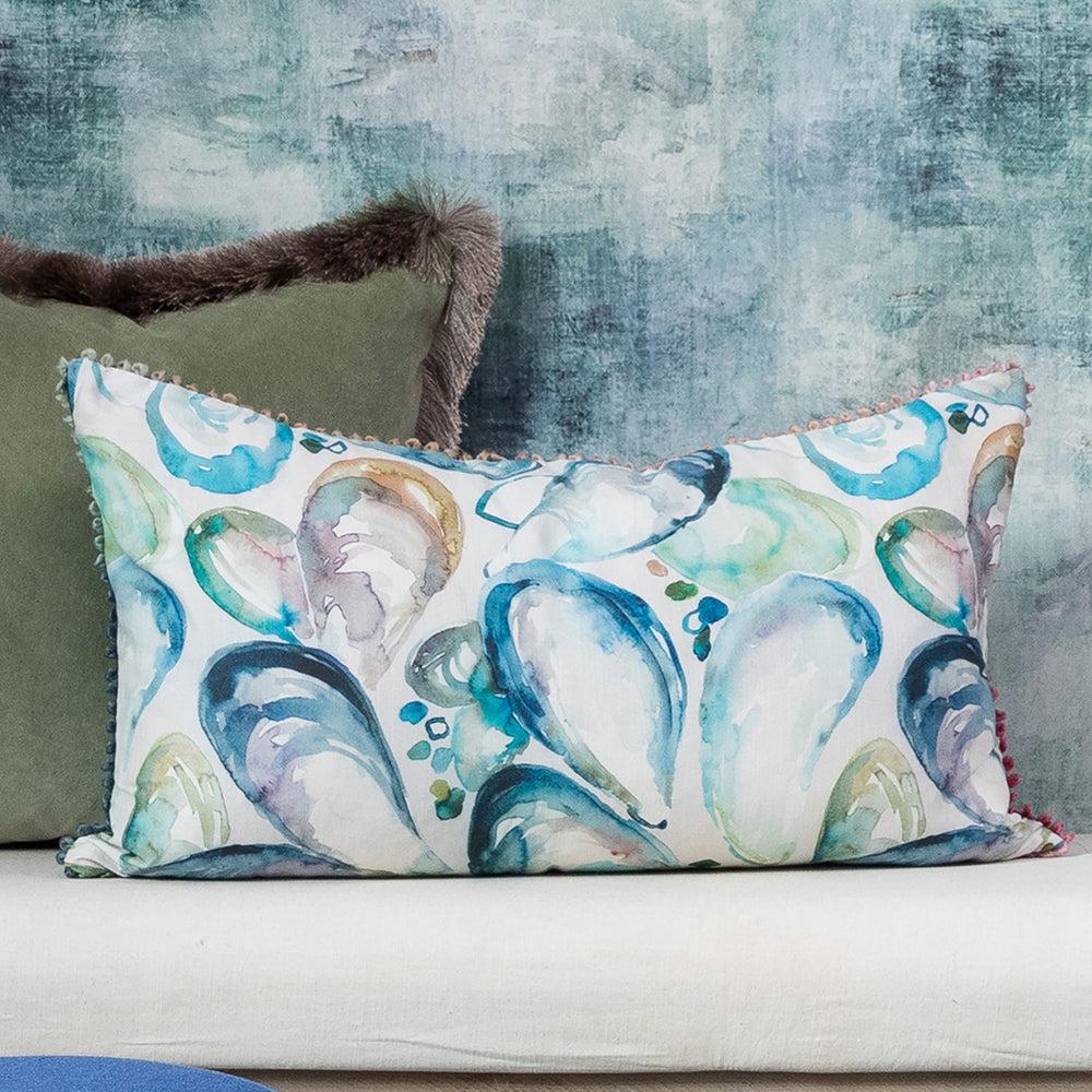 Bed Cushions | Mussel Shells Printed Cushion Marine Bed Cushions Bed Cushions