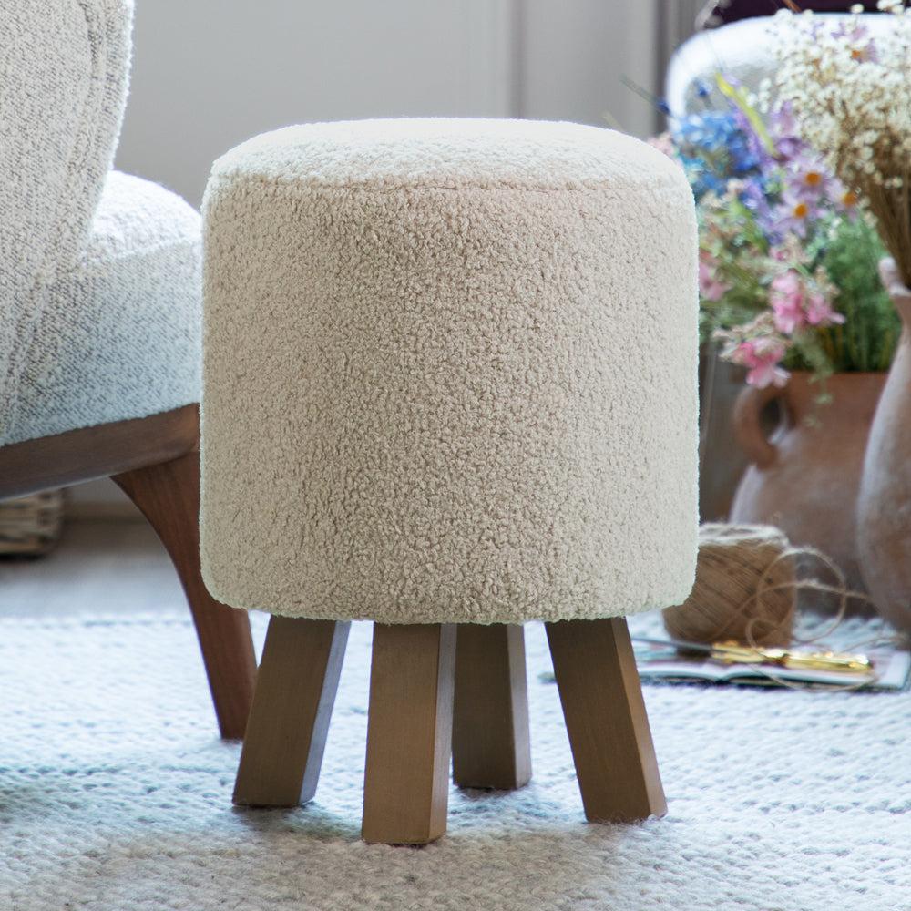 Footstools | Paddington Monty Round Footstool Linen Footstools Footstools