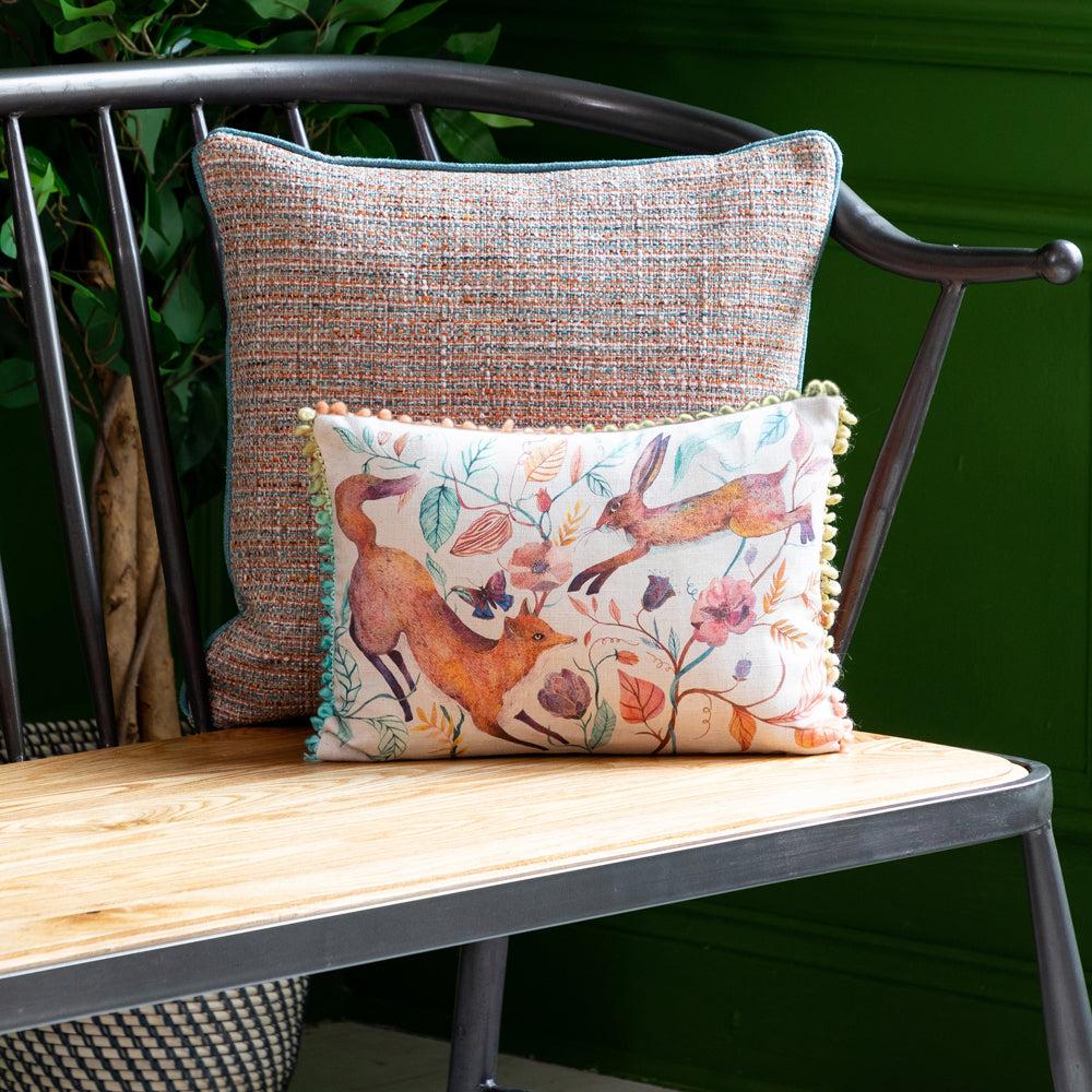 Bed Cushions | Leaping Into The Fauna Small Printed Feather Cushion Linen Bed Cushions Bed Cushions