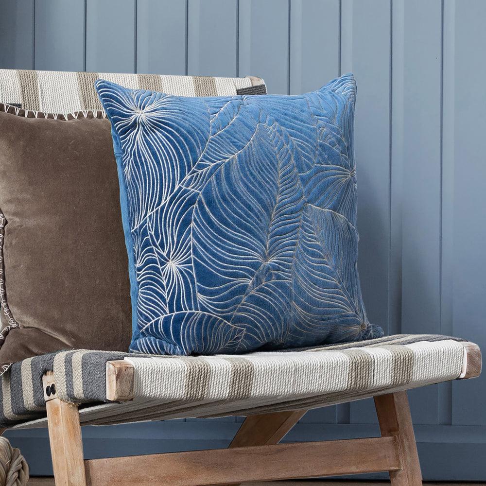 Bed Cushions | Taro Embroidered Feather Cushion Bluebell Bed Cushions Bed Cushions