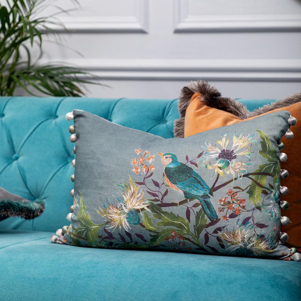 Sofa Cushions | Cirin Printed Feather Cushion Emerald Bed Cushions Bed Cushions